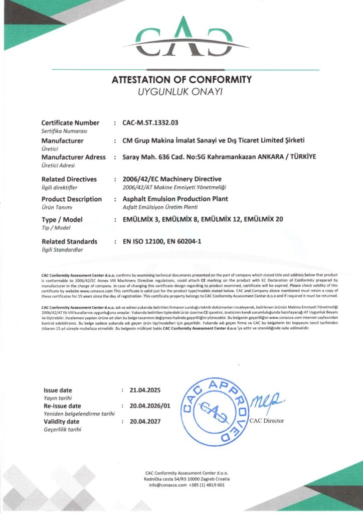 CE 03 Emulsion Plant Emulsiyon Plenti 2027